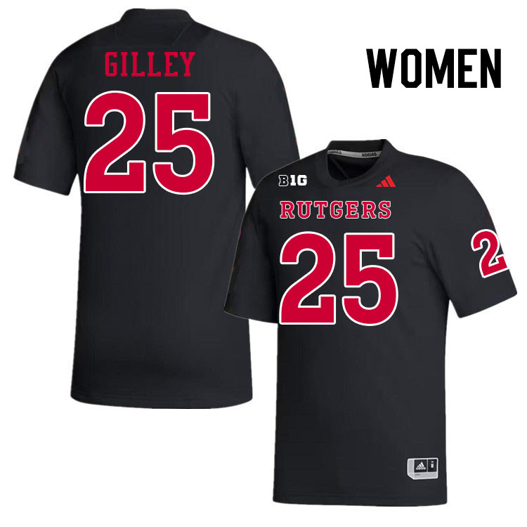 Women #25 DK Gilley Rutgers Scarlet Knights 2024 College Football Jerseys Stitched-Black